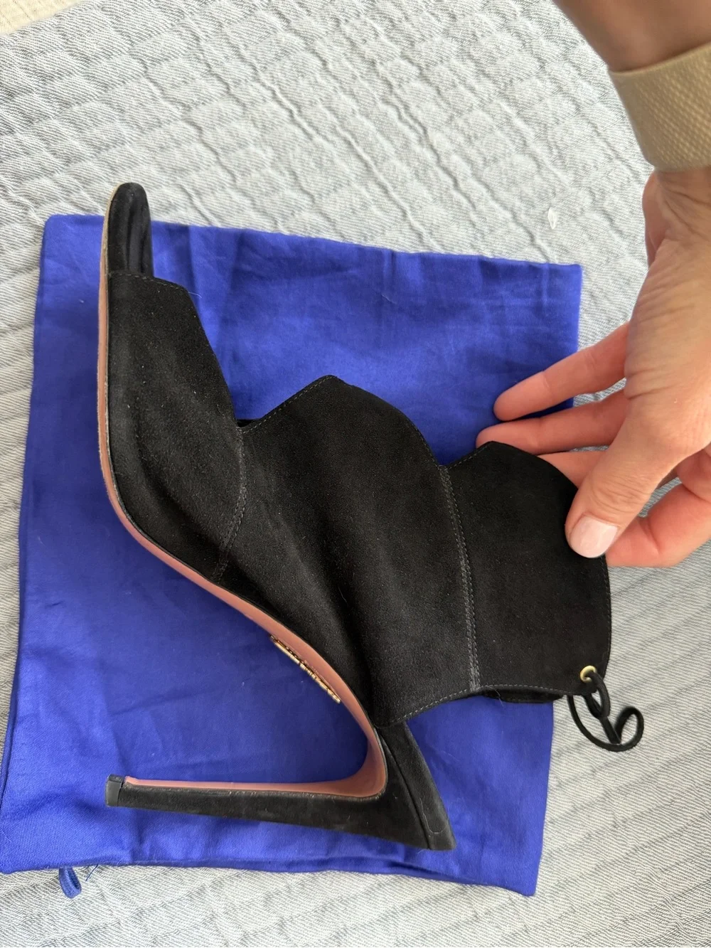 Aquazzura Black Suede Pasadena 105 Sandals Size 39